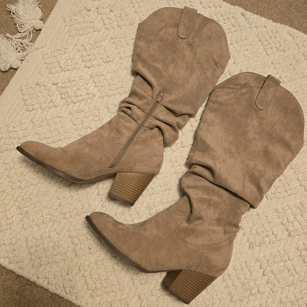 Amazon Women's Over the Knee Boots - Taupe, 8.5 Wide